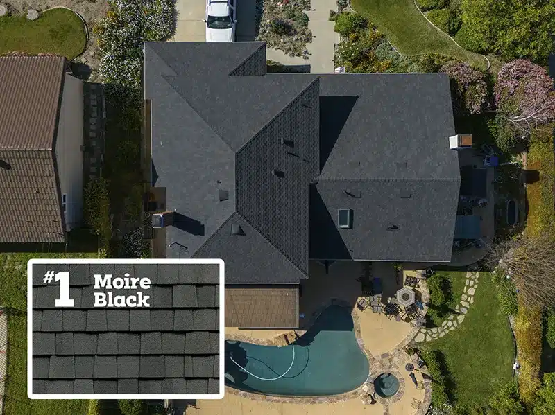 Moire Black shingle roof installed by LocalRoofs