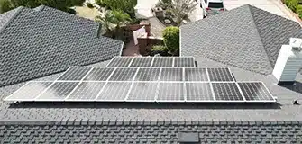 Asphalt shingle roof with solar panels