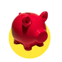 Red piggybank signifying LocalRoofs' cost-effectiveness for multiple properties