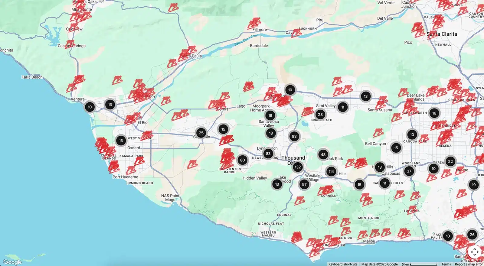 Map of local projects and customers